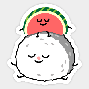 Watermelon and sushi couple Sticker